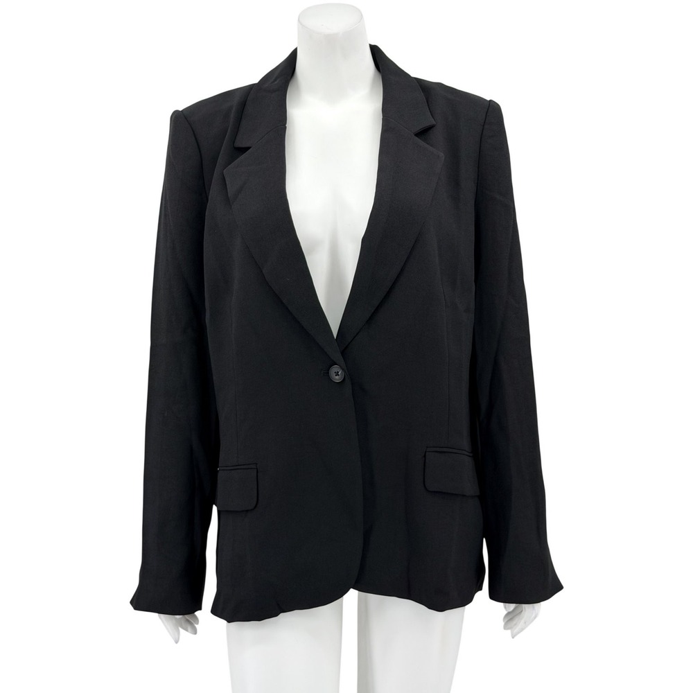 Spanx Blazer Womens XL Black Carefree Crepe Stretch Minimalist Corpcore Staple